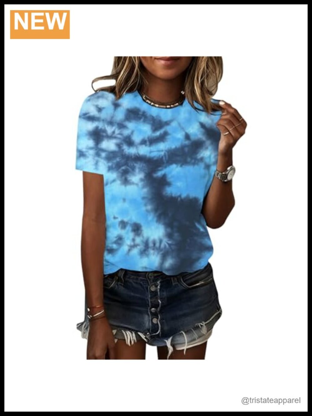 Womens Short Sleeve Crewneck Tee Soft Cotton Tie-Dye Summer Top Casual Basic